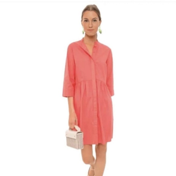 Tuckernuck Poplin Royal Shirt Dress Poppy Pink Quiet Luxury Dress Size Medium - Picture 1 of 12